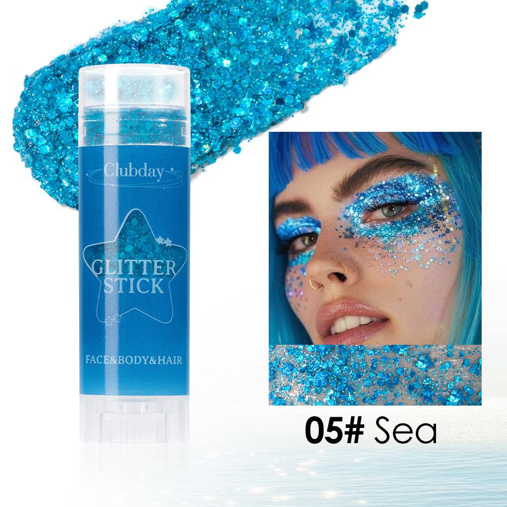 Clubday 6-Color Stage Makeup Eyeshadow Glitter Stick, Long-lasting And Exquisite Shine, Suitable For Face, Body, And Hair.