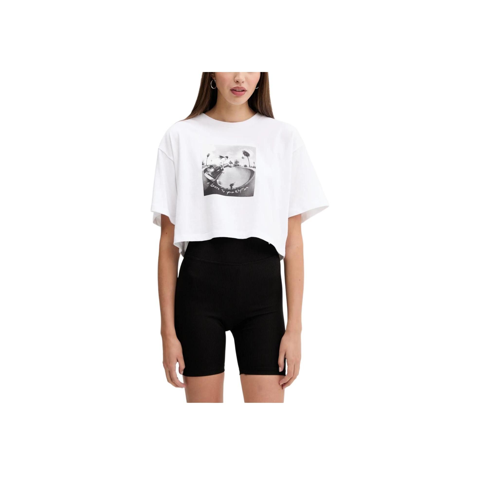 Vans Printed Loose Fit Short Sleeve T-Shirt Women Tops VN000RCHWHT1 M