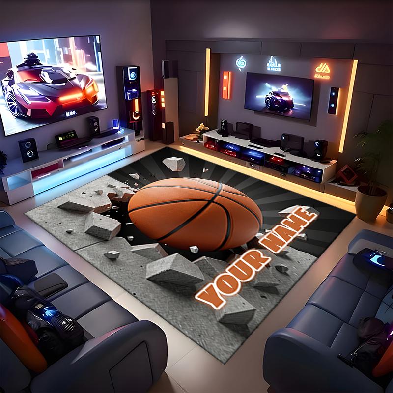 1PC Custom Name Through Basketball Dreams" Theme Floor Mat Ideal for Living Room, Game Rooms, Office, Bedroom, Office Floor Mat , Floor Mats for Home