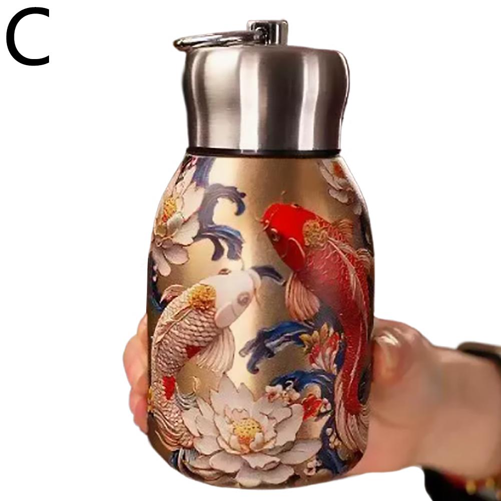 

300 мл Ретро Арт Павлиний Термос Кружка 316 Нержавеющая Сталь Двухслойный Вакуумный Изолированный Стакан Бутылка для Воды Подарки Дорожные Кружки 201-300ml