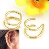 Ear Clip Cuff Cool Non Pierced Stainless Steel 2-row Fake Cartilage Earrings for Bar