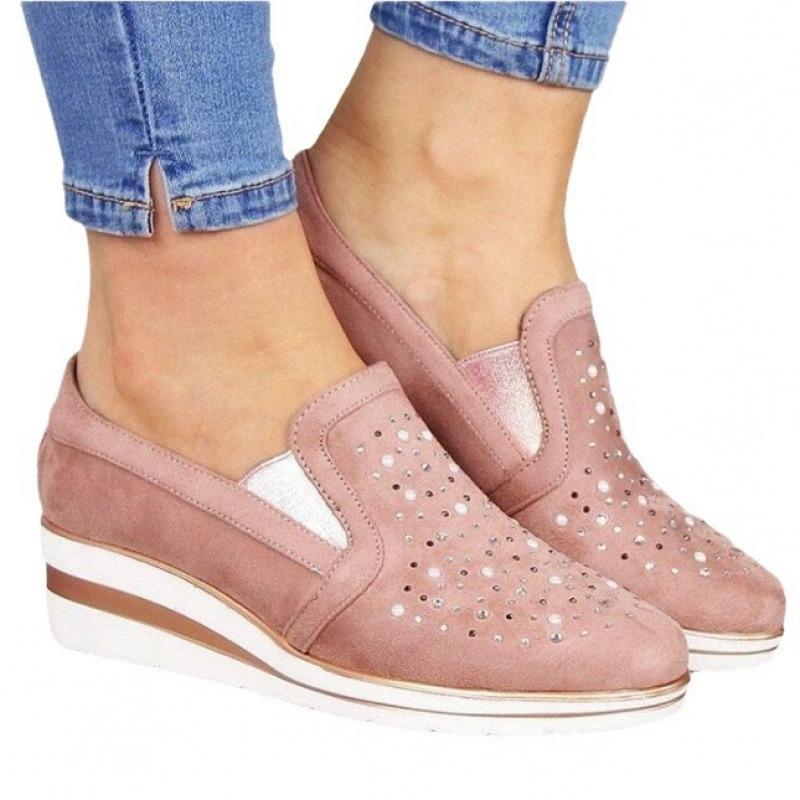 Women'S Slip-On Wedge Shoes - Slip-On Closure Cushioned TPR Sole All-Season Everyday Formal Shoes