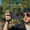 TELESIN Multifunkční asistent pro fotografování z telefonu: Bezdrátový Bluetooth ovladač, Ruční vlogovací stativ a Rukojeť pro ovládání zoomu.