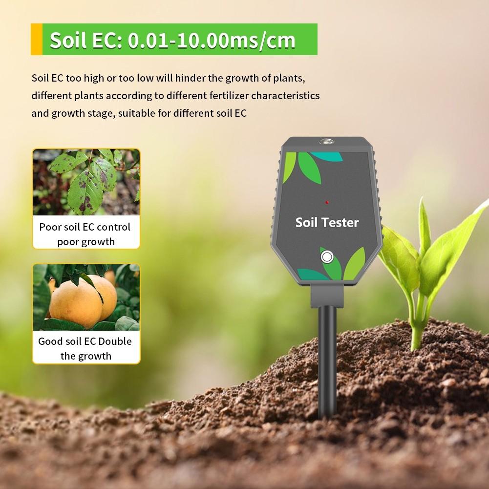8 IN 1 Smart Bluetooth Soil Tester EC/PH/Fertility/Salt/Air Humidity/Temperature/Sunlight/Soil Moisture Monitors