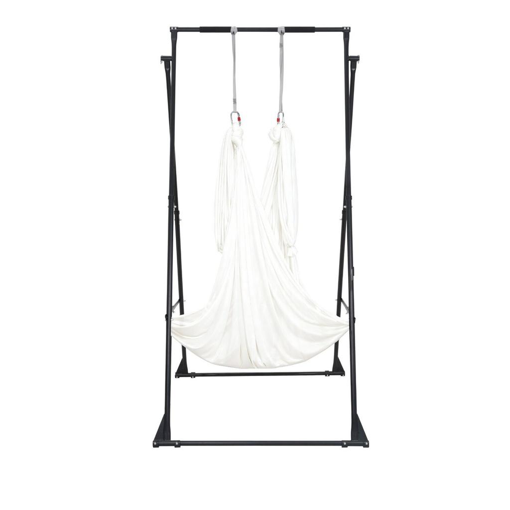 Yoga-Ständerrahmen, Maximale Belastung 200 kg Schwingständer, Dreieckige Struktur Aerial Rig, Aerial Silk Ständer mit EVA-Schaumstoff & 6m Yoga-Hängematte, 4-stufig Horizontal