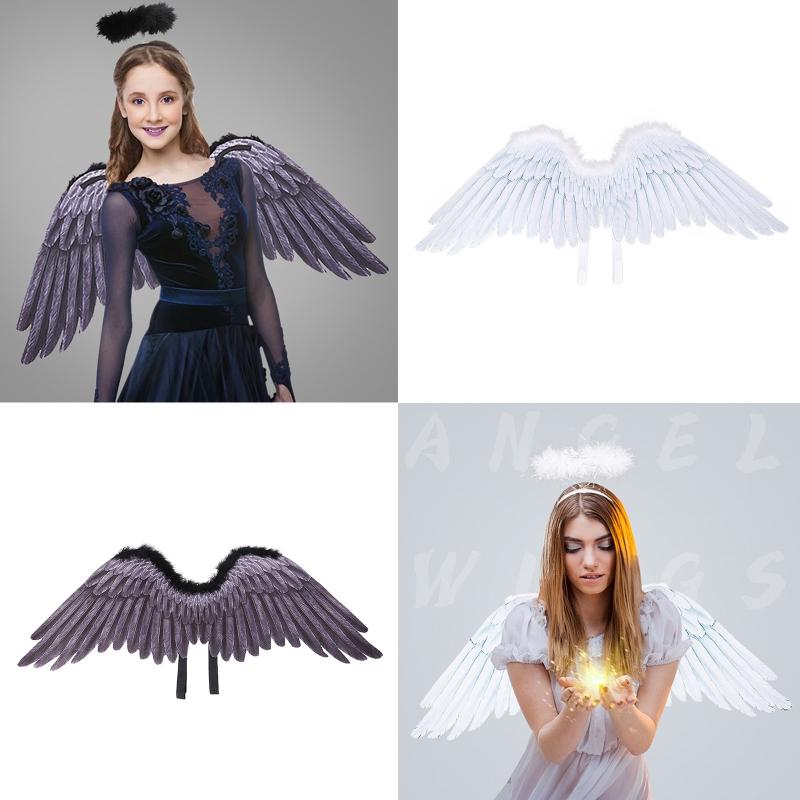 Classy Fairy Fancy Dress Feather Angel Wings Halo Hair Hoop Adult Child Feather Costume for Halloween Christmas