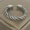 Adjustable Open Ring Men Women Vintage Braided Rope Design Sterling Geometric Finger