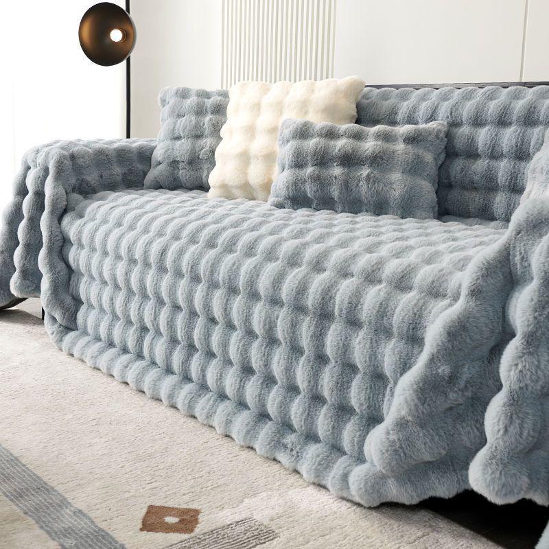 Copridivano in Peluche Antiscivolo, Copertura Totale, Ispessito per l'Inverno, Universale per Tutte le Stagioni