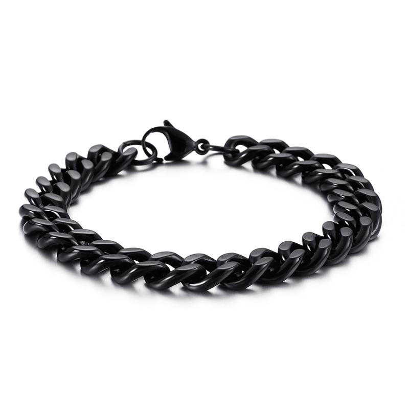 Kalen 11mm Dubai Gold Color Link Bracelet Men 20cm Black Cuban Chain Stainless Steel Jewelry