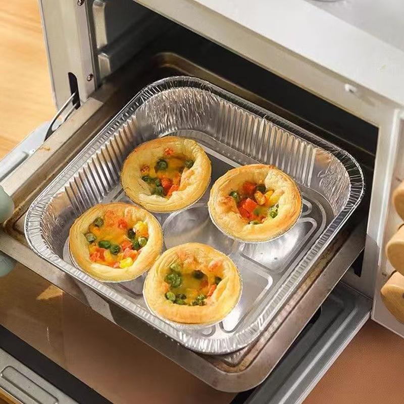 10Pcs 20Cm Air Fryer Aluminum Foil Pan Food Containers Square Oven Bbq Tray Oil-Proof Non-Stick Baking Tool Kitchen Supplies