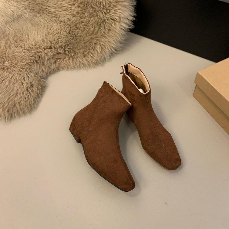 Herfstwandeling~ Koreaanse versie ins kleine korte laarsjes veelzijdige matte westernlaarzen vierkante neus innerlijke verhoging enkellaarsjes dames nieuwe wintermodellen
