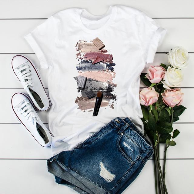 

Women Tshirt Womens Graphic 3D Finger Nail Paint Color Fashion Cute Printed Top Tshirt Female Tee Shirt Ladies Clothes T-Shirt S білий