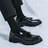 Men Loafers Street Style Classic Thick Sole Platform Height Increase Black Formal Business Wedding Dress Prom Blazers Tuxedo Party Shoes Large Size