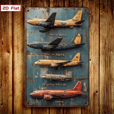 Vintage Flugzeug Metall Blechschild Klassische Retro Wandkunst Vorgebohrte Löcher für einfaches Aufhängen Perfekt für Zuhause Geschäft oder Ou