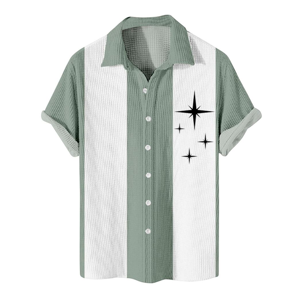 Herren-Hemden mit Hawaii-Muster, bedruckt, kurzärmelig, mit Knöpfen, für Herren, lässige Mode, kurzärmelige Hemden