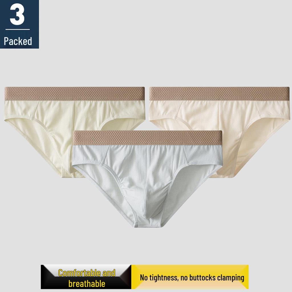 Men's Trendy Breathable Mid-Rise Briefs - Solid Color, Comfortable, Skin-Friendly