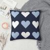 Blue White Navy Blue Hearts Pillowcase Polyester Linen Velvet Pattern Zip Decor Pillow Case Car Cushion Cover 18"