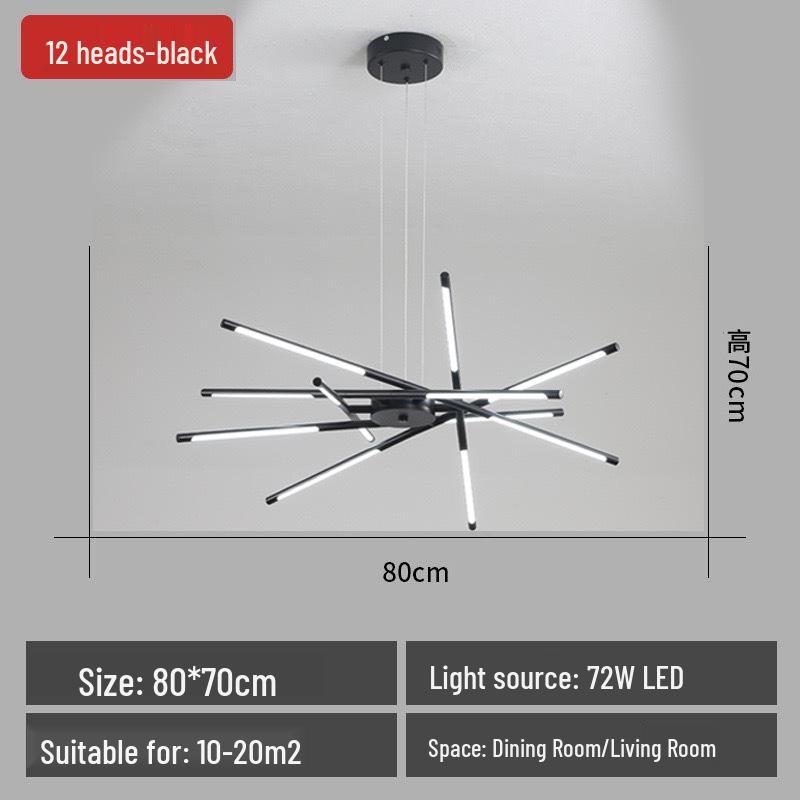 Nordic Modern Irregular Linear LED Chandelier for Dining and Bedroom White light 6000K