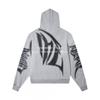 Mens Oversized Hooded Zip-Up Sweatshirt With Rhinestone Letter Print Cotton Streetwear