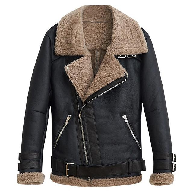 Strike Lambskin Shearling Rider Jacket (Black)