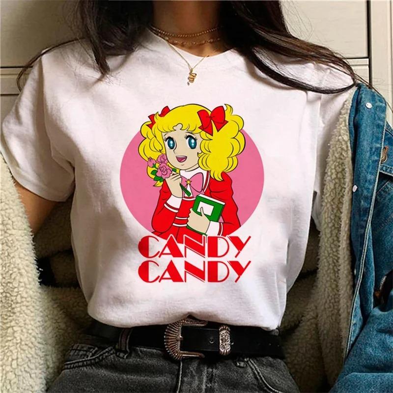 ZX TEE Candy Cartoon Print Streetwear T-shirt Harajuku Clothes Fashion Girls T Shirt Short Sleeve Summer Tee Casual Female O-Neck Top