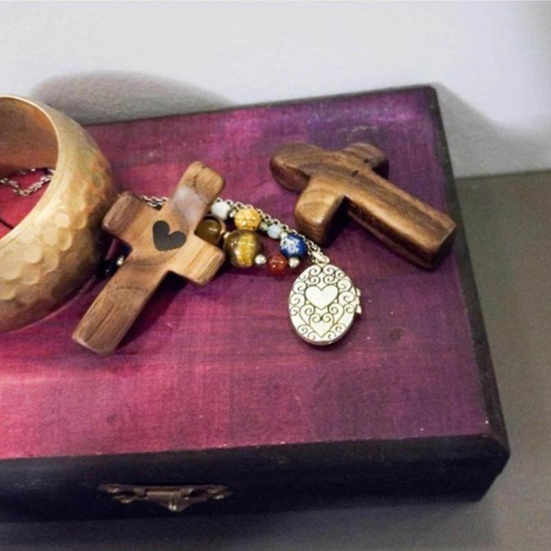 Small Wooden Cross Pocket Holding Cross Christian Prayer Cross Religious Gift Fingertip Stress Relief Decompression Toy
