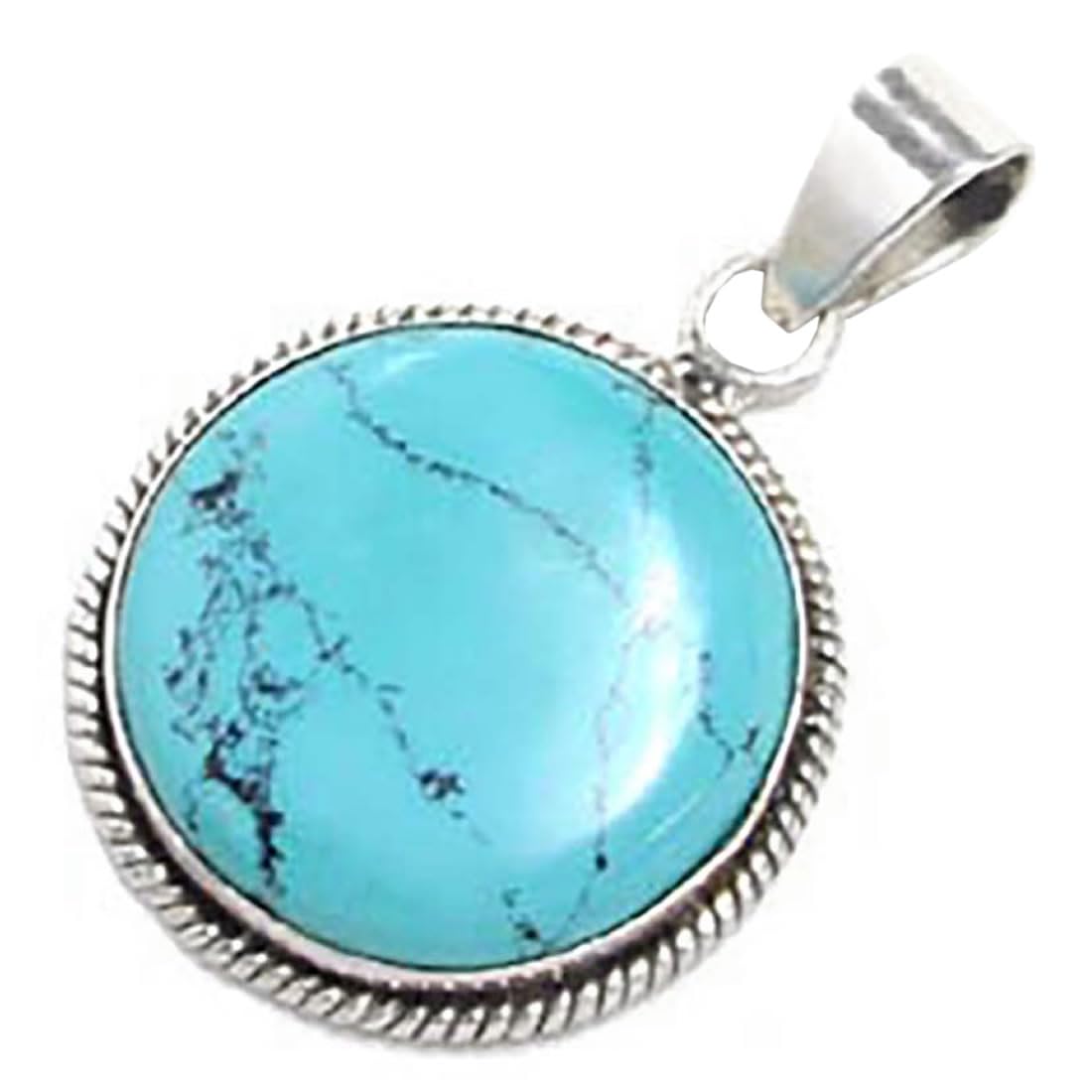 

Turquoise Pendant Top 47 925 Silver Necklace Natural Stone Healing Stone Turquoise Indian Jewelry Round Necklace [Green Piercing]