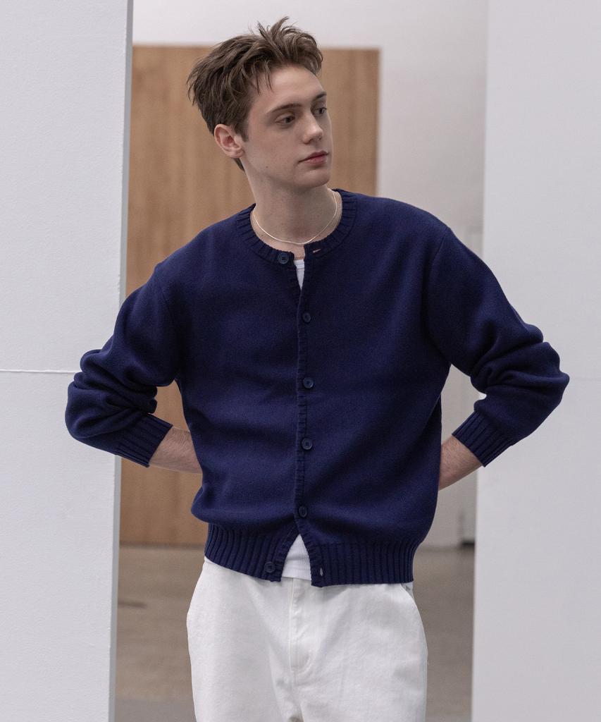 Decoroso Panel Rib Round Cardigan [Navy]