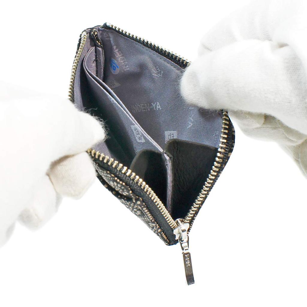 Indenya Inden Coin Purse F Coin Purse 05 Deerskin Black x White Lacquer Tortoiseshell Pattern 1005-11-003