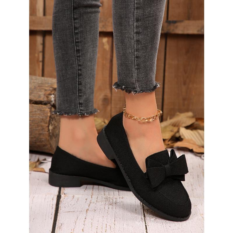 Bow Low-top Single Shoes Women's 2025 Autumn New Plus-size One-foot Loafers