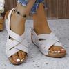 Women's Plus Size Euro American Wedge Sandals Solid Color Fish-Mouth Buckle