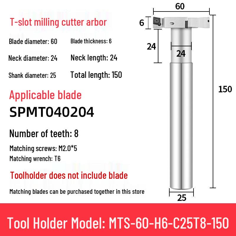 CNC T-Slot Milling Cutter with HTS Three-Sided Blade, Shank Thickness: 6, 8, 10, 12 Mm