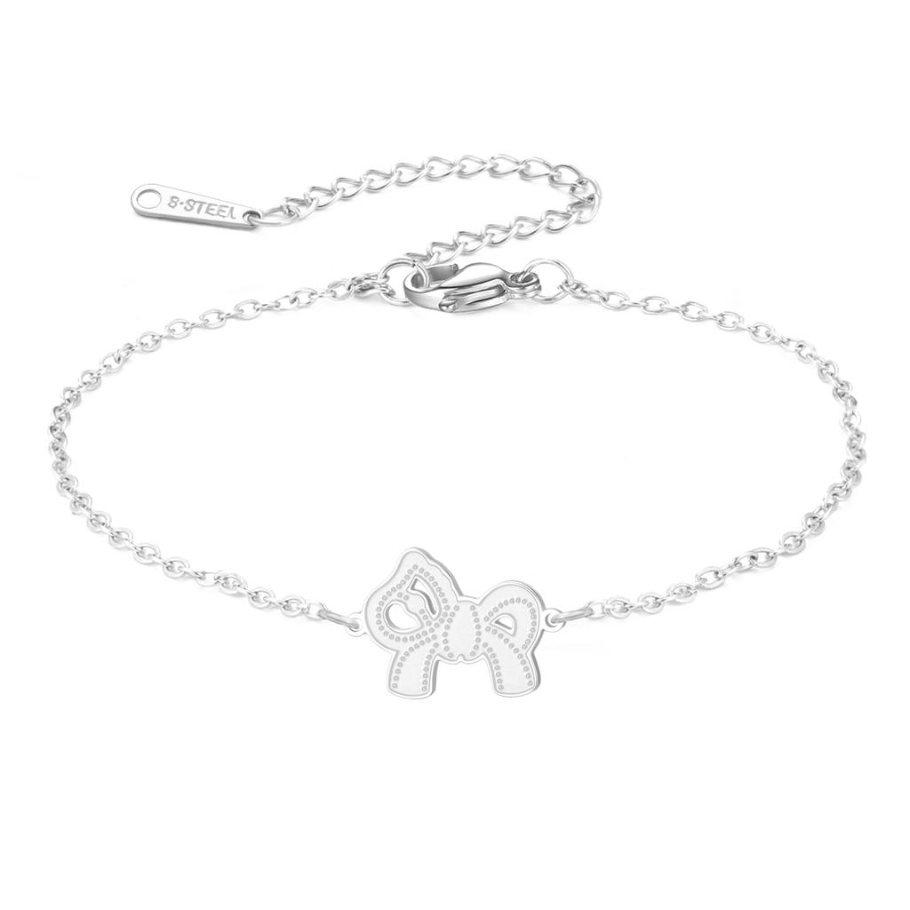 Stainless Steel Romantic Bowknot Bracelet Dainty Horse Pendant Bracelet Cute Pony Rope Bracelet for Women Jewelry Gift for He