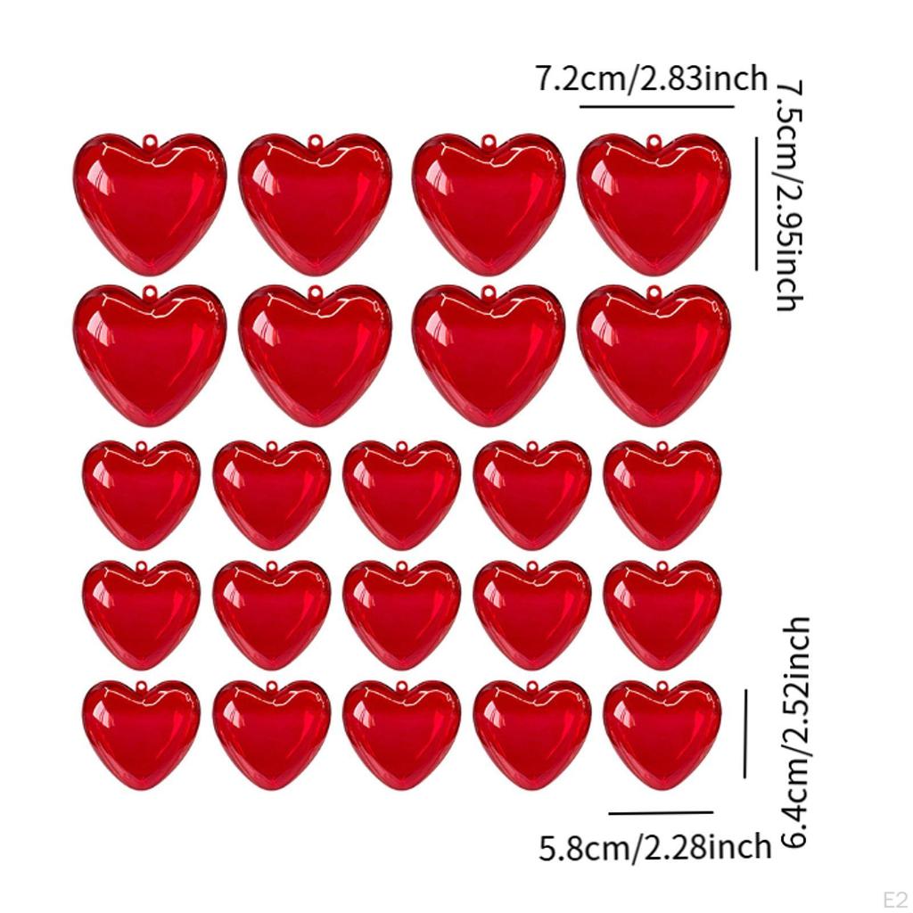 23 sztuki Przezroczyste Kule w Kształcie Serca do Wypełnienia Wiszące Ozdoby Dekoracje na Choinkę Bombki dla
