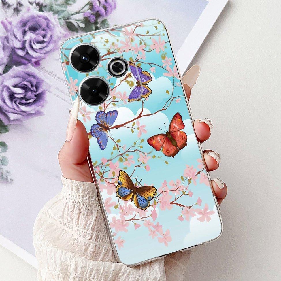 Clear Casing For Xiaomi Poco M6 Plus Cover For Xiaomi Poco M6 4G Case Luxury Butterfly Love Fashion Flowers Cool Lion Painted