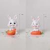 2 Carrot Bunny Figurines, Rabbit Decoration, Animal Figures, Miniature Couples Statues for