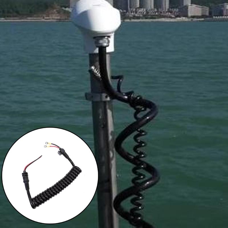 Coiled Trolling Motor Power Cable for Motorguide Xi5 Trolling Motor 72 inch Shaft, Replacement Lead 8M0135682 with Terminal End Layout and Service Use