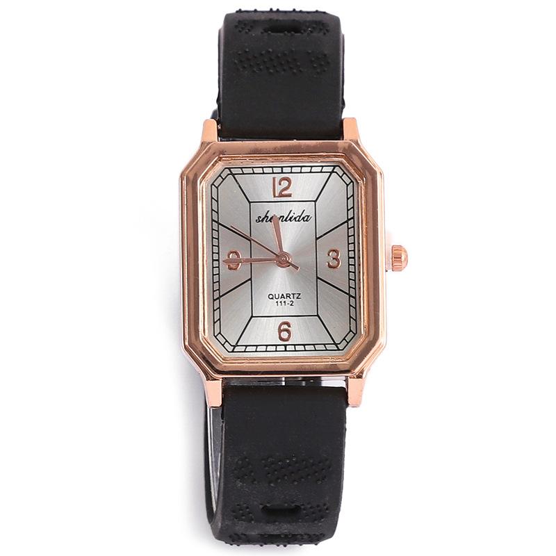 Fashion Versatile Ladies Watch Rectangle Casual Silicone Strap Quartz Watch Schoolgirl Watch