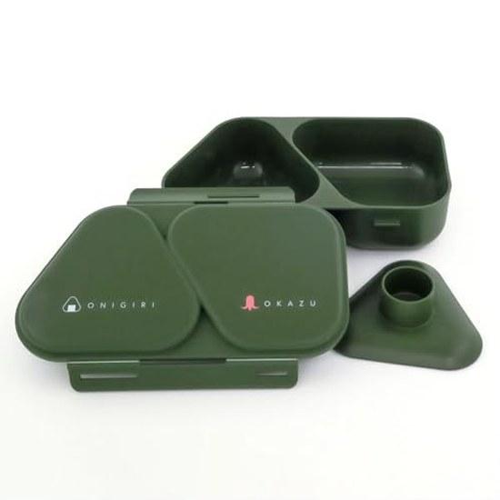 OSK Onigiri Lunch Case Bento Box Khaki 465ml Made Japan Suitable Onigirazu Includes Press Mold Simple Stylish Antibacterial Time-Saving Easy LS-15