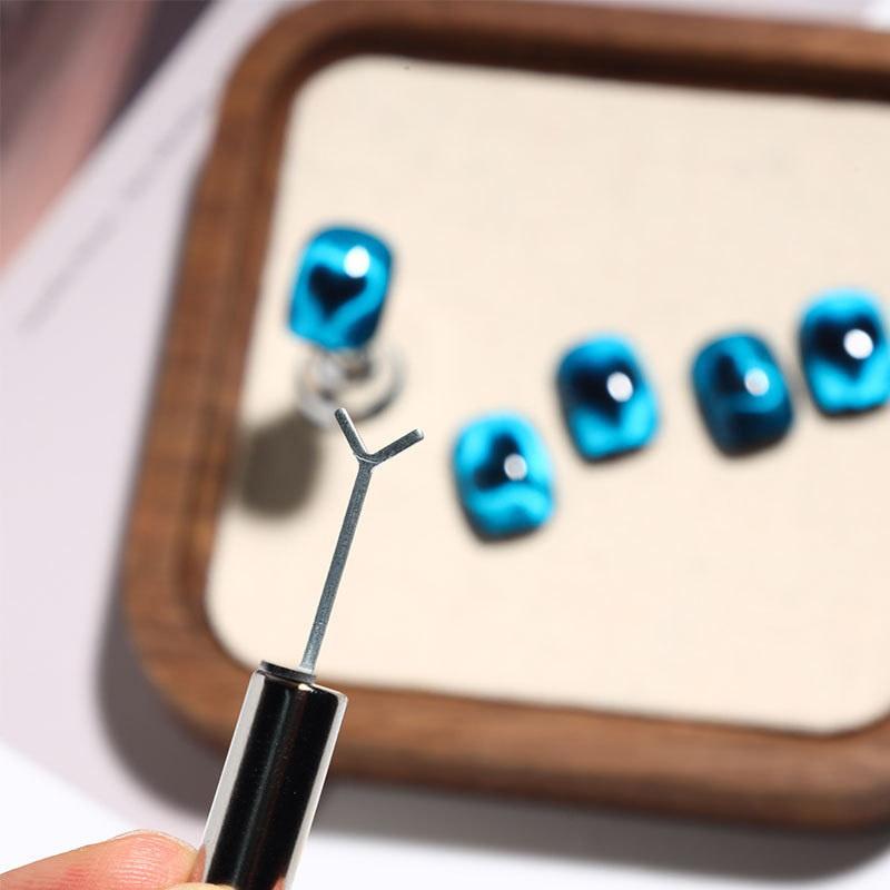Y-Shape Iron Wire Cat Eye Nail Magnet Set With Wooden Stick Magnet For Creating Heart Shapes On Nails Nail Art Accessories Tools