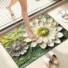 VIKAMA Floral Floor Mat Elegant Oil Painting Style Absorbent Anti-Slip Bathroom Foot Mat Entrance Foyer Carpet Home Decor