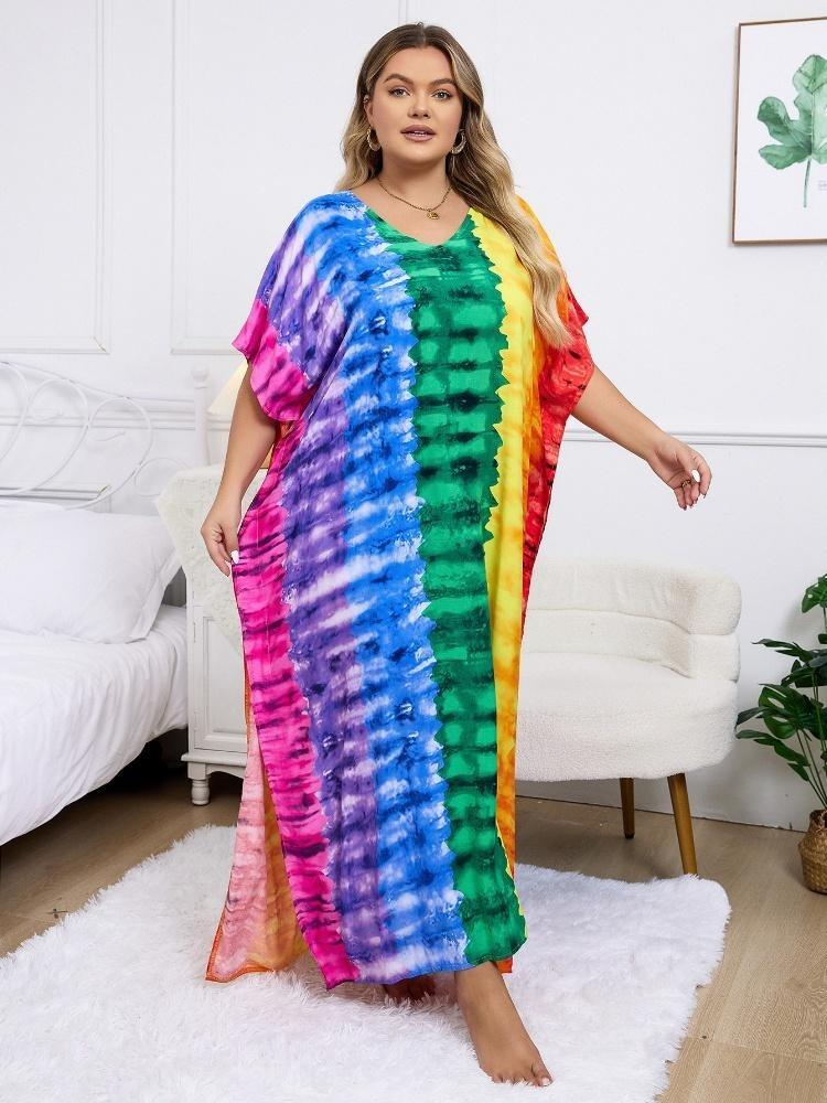 Bohemian Long Dress Women Robe Colorful Classy Lounge Wear House Dress Beach Wrap Outfit Relaxed Fresh Q1546