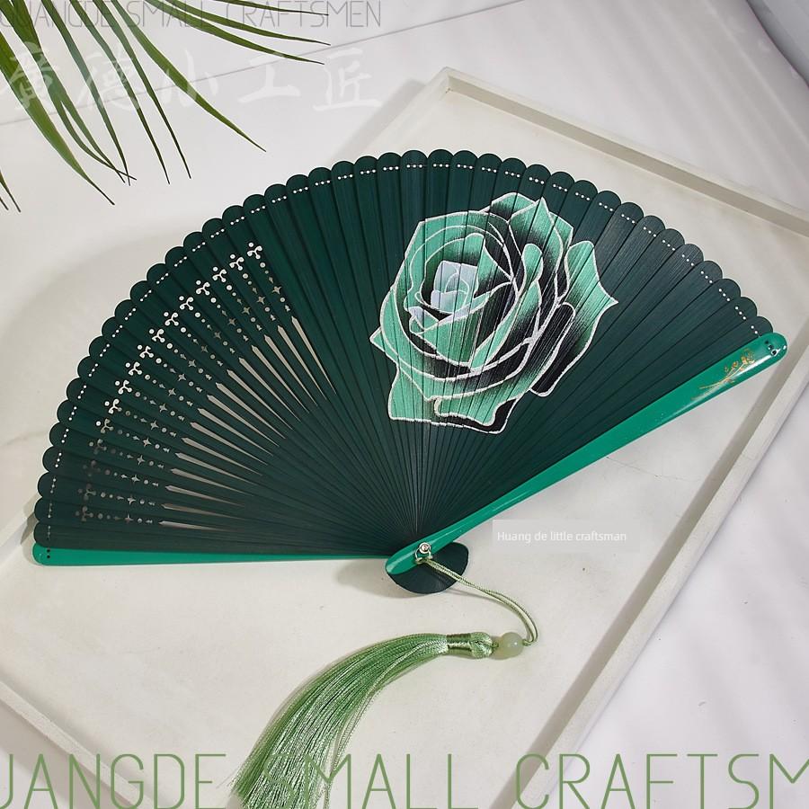 All-Bamboo Folding Fan, New Chinese Style, Mini Fan, Traditional Style, Small Folding Fan for Cheongsam, Retro Portable Folding Fan for Women