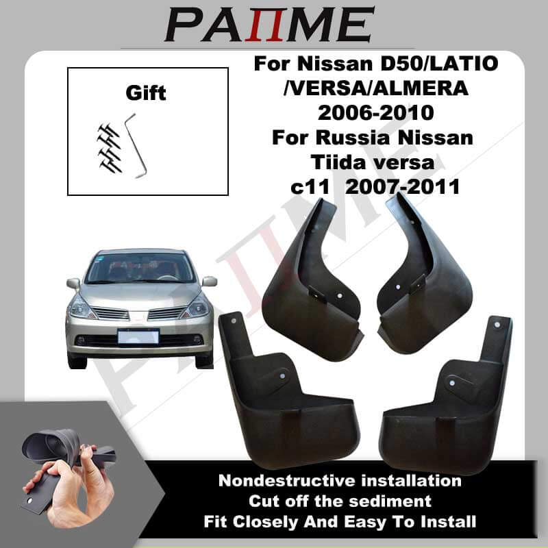 

Автомобильные брызговики для Nissan D50/LATIO/VERSA/ALMERA, 4 шт., брызговики, литые брызговики, матовая защита, передние и задние брызговики