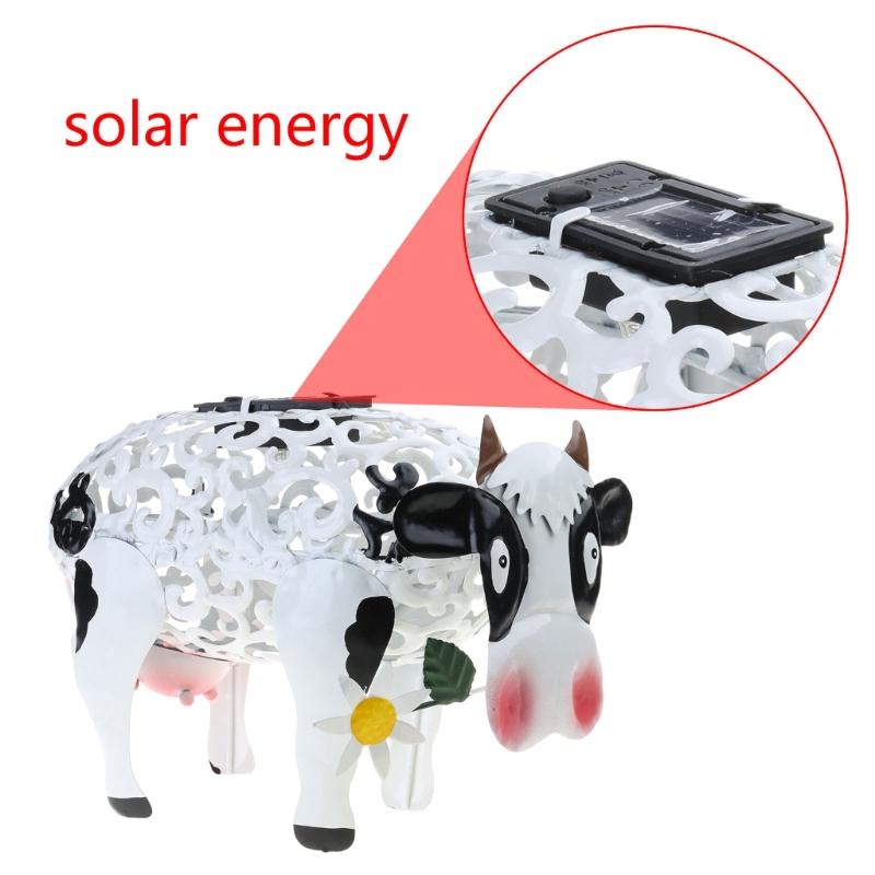 Gartendekoration Kuhstatue Außen Goldene Kuh Welpenstatue mit Solar-Außenfigur Licht für Garten Terrasse