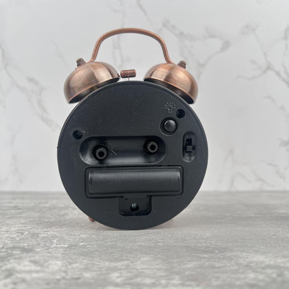 Silent Pointer Vintage Alarm Clock Double Bells Bedside Clock Mini Table Clock  Dormitory