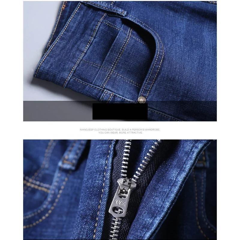 Men Fashion Straight Jeans Stretch Slim Fit Pants Comfortable Soft Business Denim Trousers Clothing