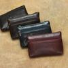 Genuine Leather Retro Coin Purse Card Holder Zipper Small Wallet Women Moneybags Mens Coins Pouch