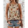 Flower Pattern 3D Print Women's Tank Tops Summer O-Neck Casual Vest Off Shoulder Sleeveless Top
