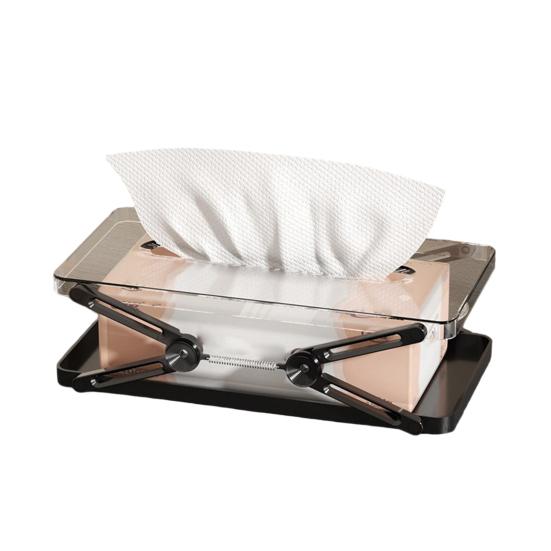 Clear Tissue Box Holder Spring-loaded Tissue Dispenser Transparent Desktop Tissue Box Cover for Home Office Bathroom Car